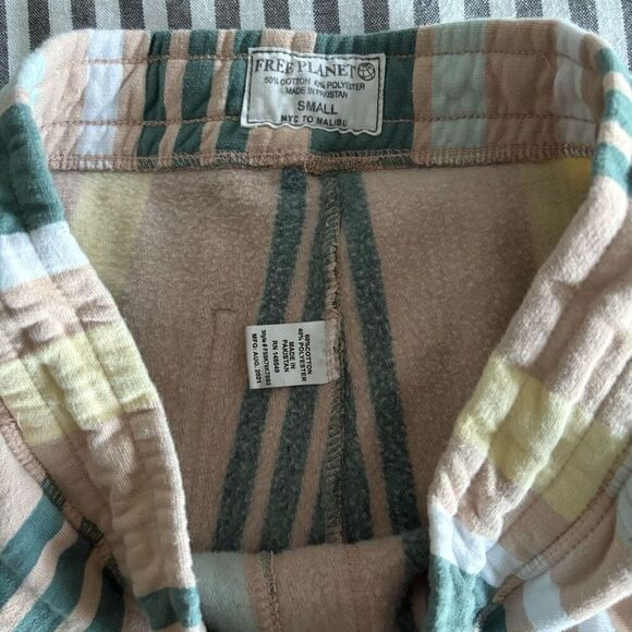 Free Planet Men's Striped Cotton Drawstring Shorts Size Small - Picture 5 of 5